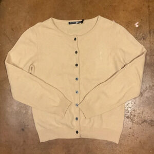 Woolovers Vintage Camel Buttoned Front Wool Cashmere Cardigan C8